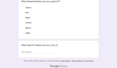 I’m collecting research data for a college Sociology research paper about fandoms. Please help me by filling out this form.