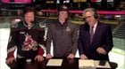 [Arizona Coyotes] Shane Doan handing Josh Doan the puck from his first NHL goal.