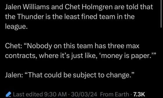 Jalen Williams and Chet Holmgren joke about their sure-shot wealthy future