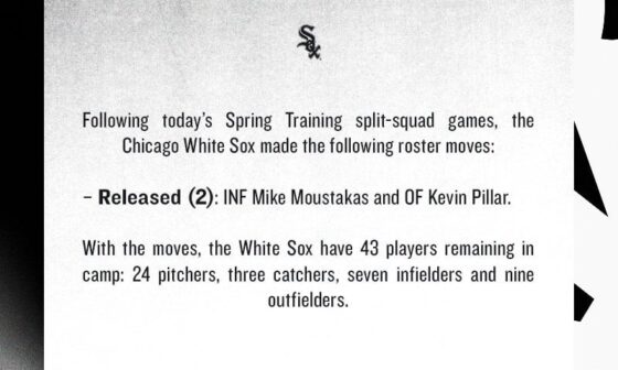 Sorry to be the bearer of bad news but, White Sox have released INF Mike Moustakas and OF Kevin Pillar