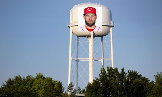 Nick Martini on a water tower