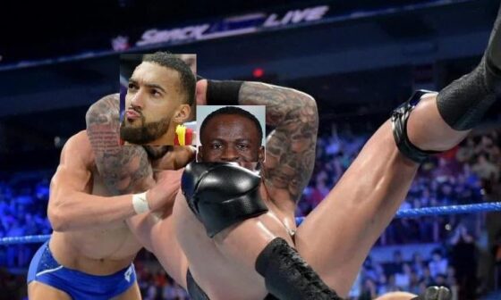 How long before Draymond hits Rudy with the RKO tonight?