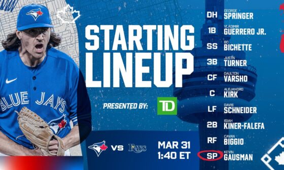 Lineup for March 31 vs TB