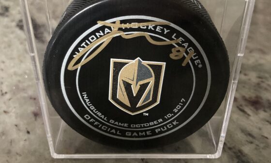 Got my inaugural game signed Marchy puck delivered today!