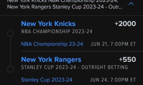 New York Rangers 2024 Stanley Cup Champions. New York Knicks 2024 NBA Champions. Lock it in.