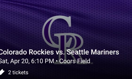Hey everyone I have two Rockies tickets for Saturdays game, that I'm looking to get rid of for cheap.