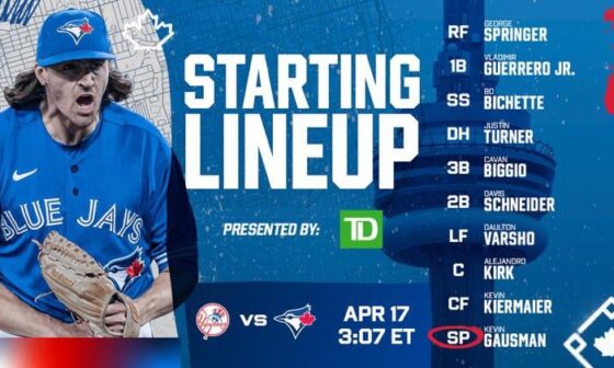 Jays Lineup for April 17th