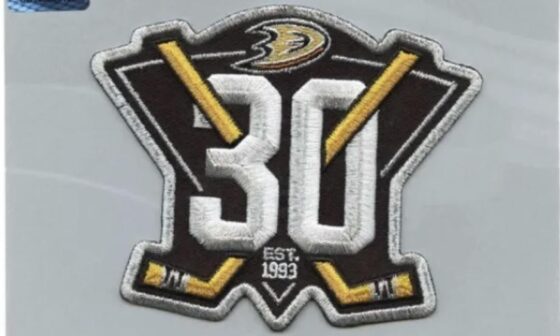 Applying 30th Anniversary patch to Webbed D jersey