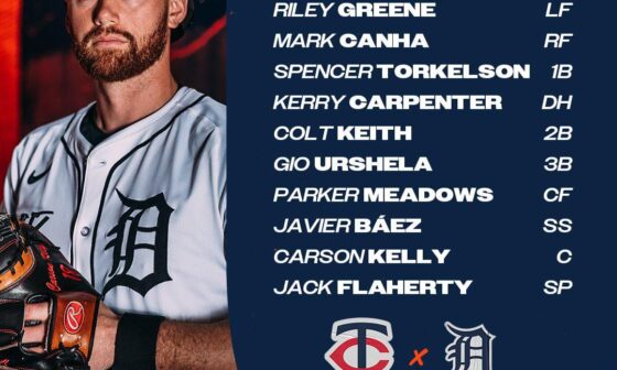 Detroit Tigers’ starting lineup for today’s game against the Twins!