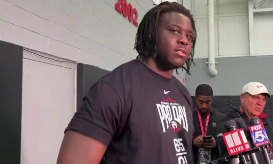 Amarius Mims unable to hide his excitement on potentially becoming a Steeler. “It would mean a lot. Reuniting with the Georgia guys again”. (@B_GNation1) on X