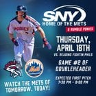 [@RumblePoniesBB] SNY will broadcast the second game of Thursday’s doubleheader between the Rumble Ponies and @ReadingFightins. Expected first pitch is between 7:30 p.m. and 8:00 p.m.