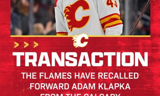 KLAPPER 👏  We have recalled forward Adam Klapka from the 
@AHLWranglers