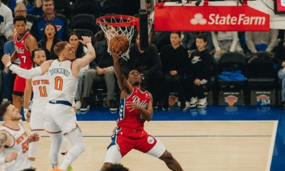 While McBride had 21 off the bench and Bogdanovic scored 13 off the bench for the Knicks, the entire Sixers bench combined for just 7 points. The Knick also out-rebounded the 76ers by over 20 boards (54-33).