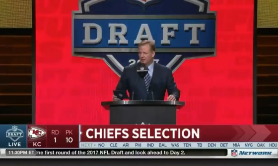 The Chiefs select Patrick Mahomes at 10th overall in the 2017 draft