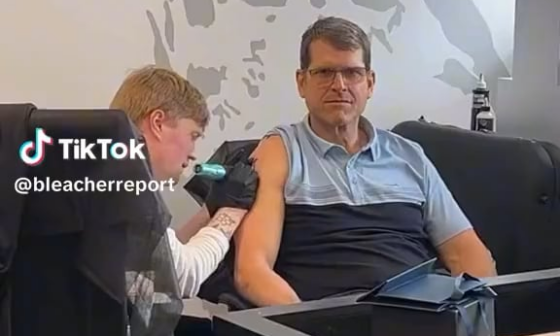 Video of Jim Harbaugh Getting a “15-0” Tattoo, this guy is a DAWG!