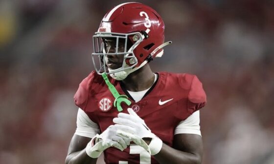 [Tom Pelissero] Alabama CB Terrion Arnold wrapped up his pre-draft visits on Tuesday with the #Eagles.   One of the top defensive players in this draft, Arnold also visited the #Titans, #Falcons, #Vikings, #Cardinals, #Lions and #Jaguars.