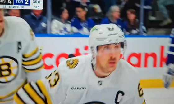 Brad Marchand says "it's over in 5" after scoring the empty net goal...