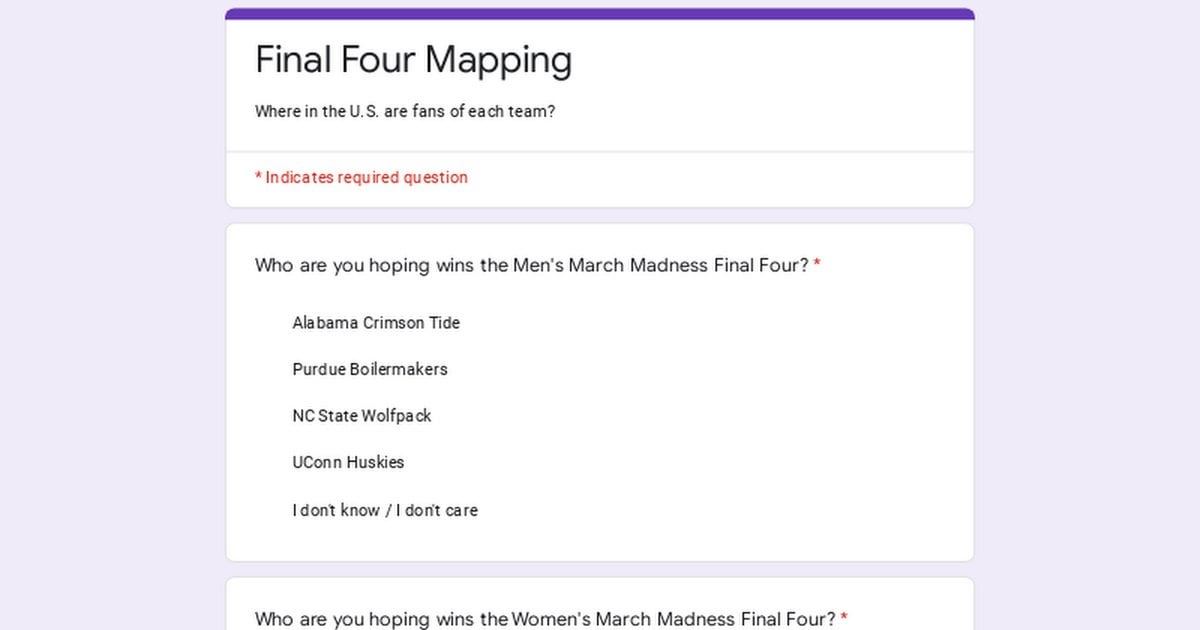 March Madness support Survey!