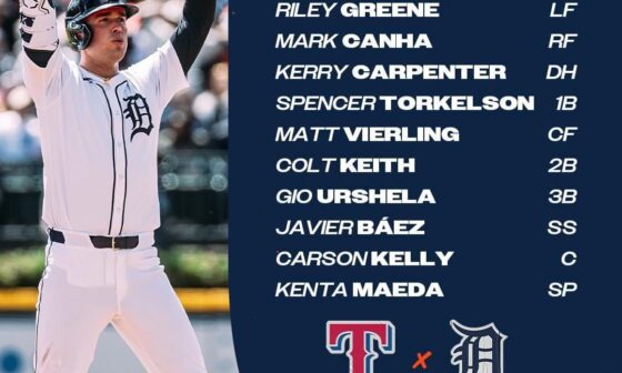 Starting lineup for today’s series finale against the Texas Rangers