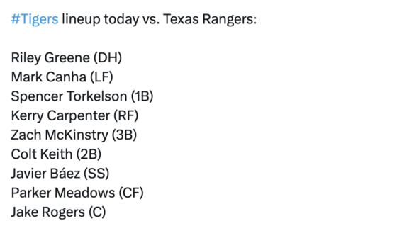 Today's Lineup (4/17) against Rangers..