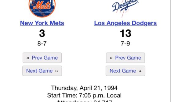 April 21st 1994, Mets Lose by 10 to the Dodgers / April 21st 2024… The stars are aligning.