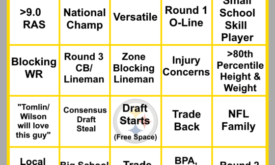 Steelers 2024 NFL Draft Bingo