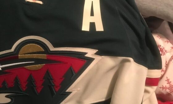 Got the alternate captain on my Kaprizov jersey. Since I’m not a seamstress by no means hoping it’ll look good 😊