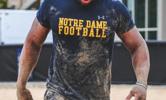 Broncos RB Audric Estime during ND offseason workouts