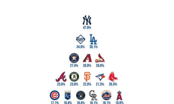 Quite an accomplishment for the Rays, a small market team, to have made the playoffs in such a high percentage of their total seasons and in the same division as the Yankees, Red Sox, Orioles, and Blue Jays.