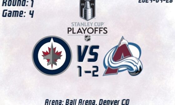 GDT - Sun April 28, 2024 | Jets at Avs @ 1:30pm CT | Playoffs Round 1 Game 4 **AFTERNOON GAME ALERT**