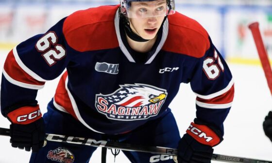 Habs prospect Owen Beck currently has 2G & 8A for 10P in 8 playoff games, leading his team. His Saginaw Spirit are tied 2-2 in a series vs the Soo Greyhounds