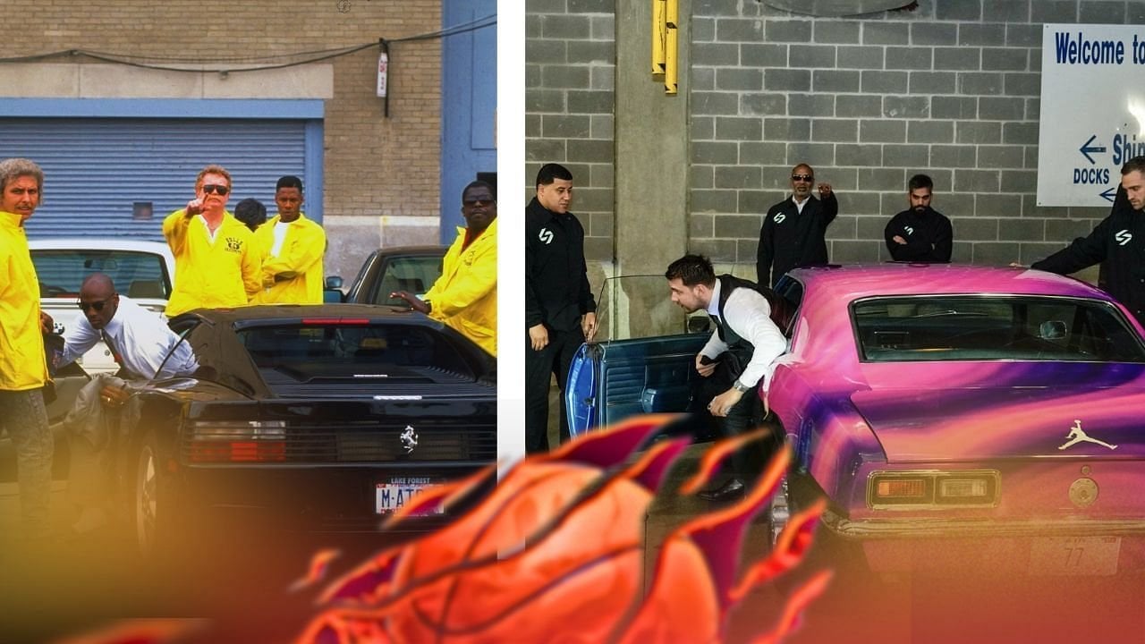 In Pictures: Luka Doncic recreates famous Michael Jordan pre-game pic in Luka 3 painted 68 Camaro