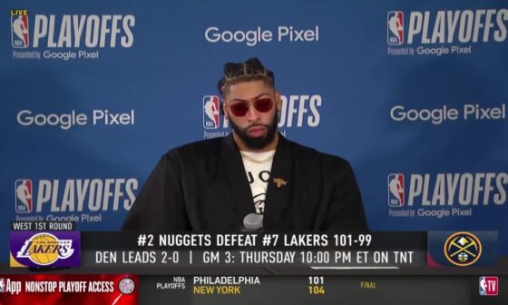 Anthony Davis angrily walks out of the press conference after being asked about Jamal Murray's game winner.