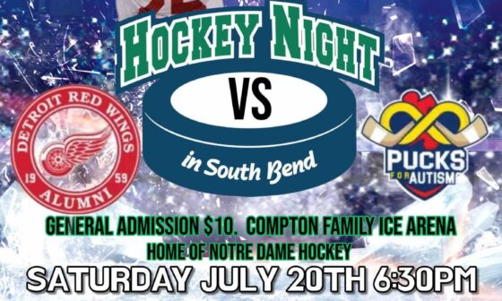 Detroit Red Wings Alumni game @Compton Family Ice Arena on July 20th