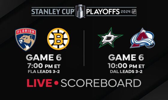 Live Scores and Updates: Bruins vs. Panthers Gm 6 / Stars vs. Avalanche Gm 6