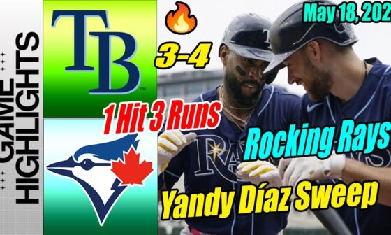 Tampa Bay Rays vs Blue Jays [Highlights] Dramatics scores Yandy Díaz 1 Hit 3 Runs. Rays go sweep 🤘