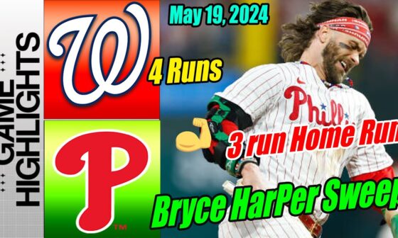 Phillies vs Nationals [Highlights TODAY] Bryce HarPer 3 run Home Run. Phillies Sweep 🔥🔥🔥
