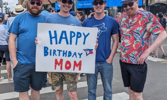 They took away our sign at the gate, but still wishing Mom a Happy birthday from the game!