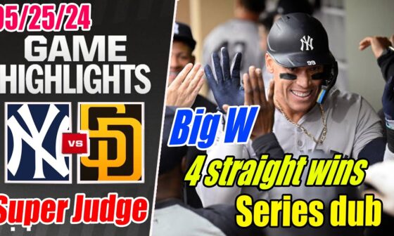 New York Yankees vs San Diego Padres [Full Game] Highlights 05/25/24 |  Another series dub !
