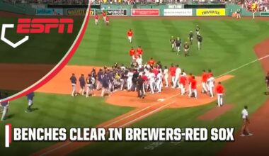 BENCHES CLEAR in Brewers vs. Red Sox 👀 Level heads prevail after madness at first base | ESPN MLB
