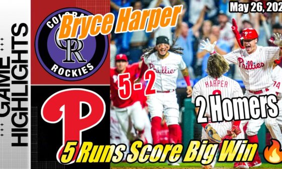 Phillies vs Rockies [FULL GAME] | May 26, 2024 | 2 Homers & 5 Runs Scores 🔥 Big Win Tripple Play! 🔥