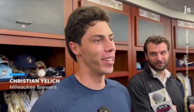 Christian Yelich discusses Blake Perkins' highlights in the Brewers' win over the Cubs