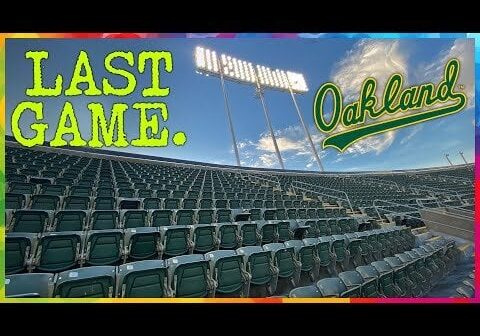 Preparing for FINAL A's game at the Oakland Coliseum
