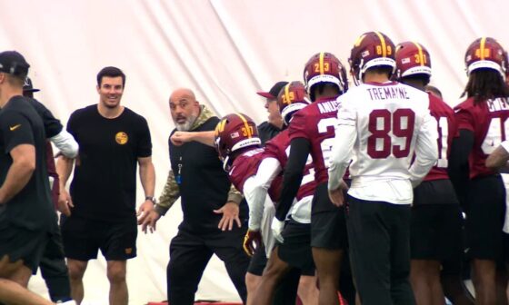 Scott Abraham (@Scott7news) on X: This Washington Commanders coaching staff is QUITE different from the previous regime. Example A - right here. Before practice they ran this drill where everyone was involved. Look at the energy. Look at the smiles from the coaches. It’s a new day my friends.