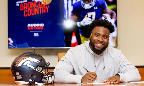 [Broncos] OFFICIAL: RB Audric Estime has signed his rookie contract. ✍️ Let's get to work, @AudricEstime!