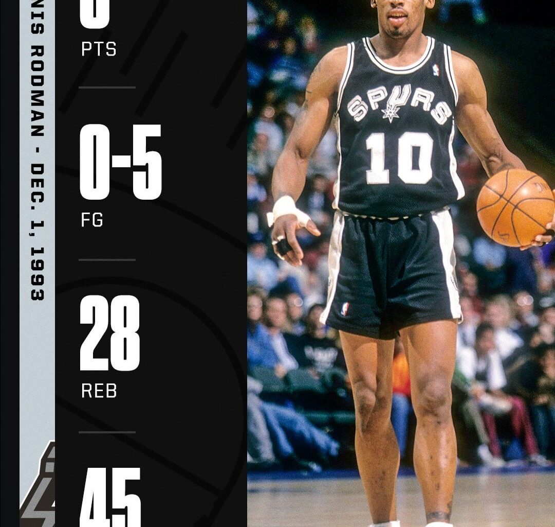 28 years ago today, Dennis Rodman finished with this unique stat line