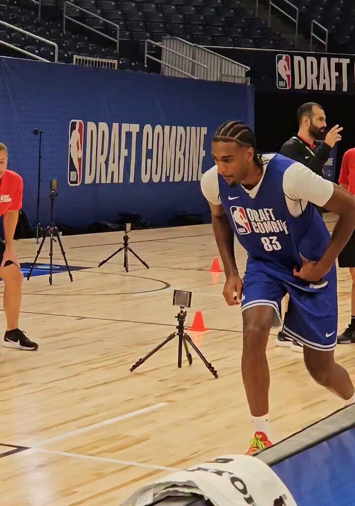 Alex Sarr pro lane agility test at the NBA draft combine.