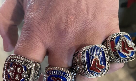 My knockoff Red Sox rings. I spent $15 including shipping for the set.
