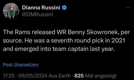 The Rams released WR Benny Skowronek