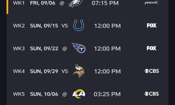 Packers schedule released